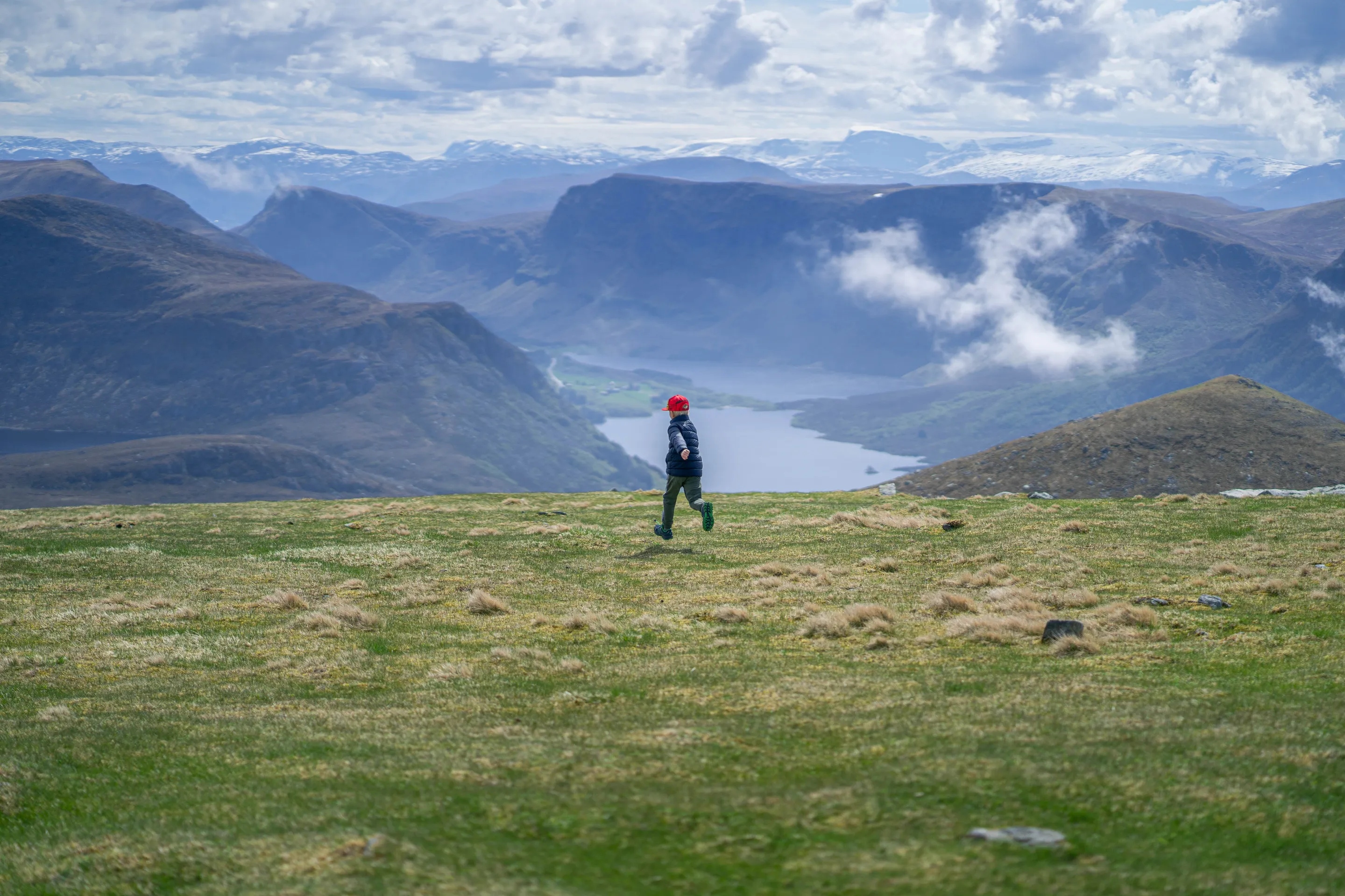 Chase running down the slope